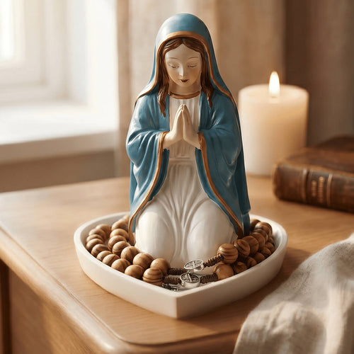 Virgin Mary Rosary Holder - Sacred Resin