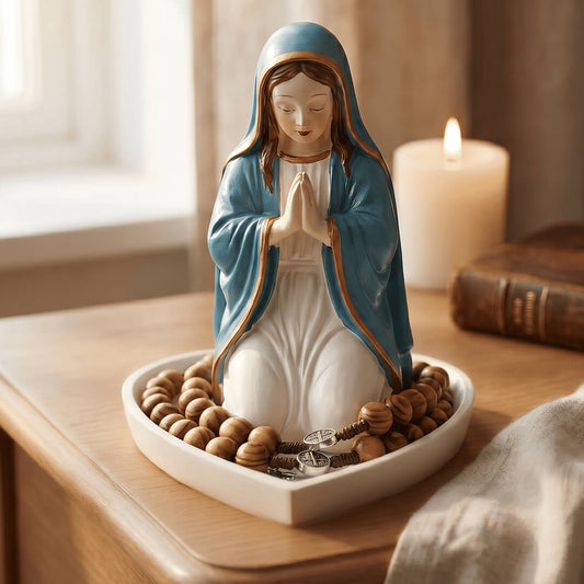 Virgin Mary Rosary Holder - Sacred Resin